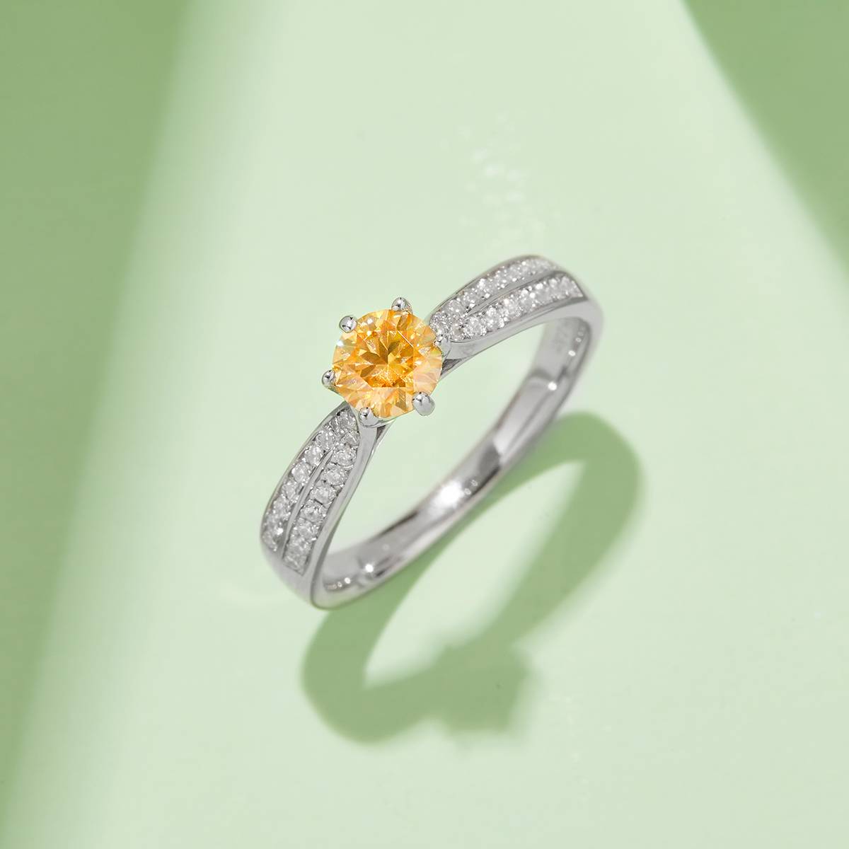 Deluxe Starry Queen S925 Silver Plated Platinum Moissanite Women's Ring 50 Points D-Class
